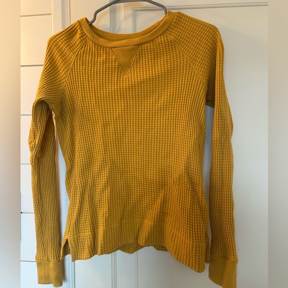The North Face Mustard Yellow Waffle Knit thick shirt